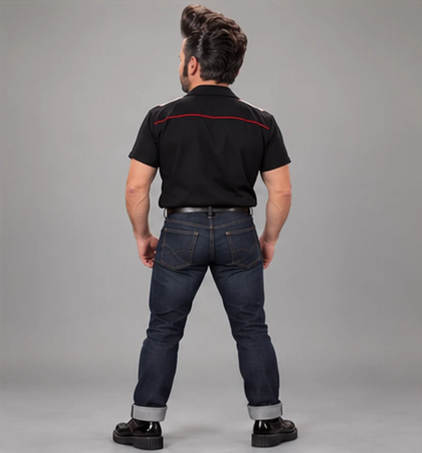 Bennie Bravo, back view, full length