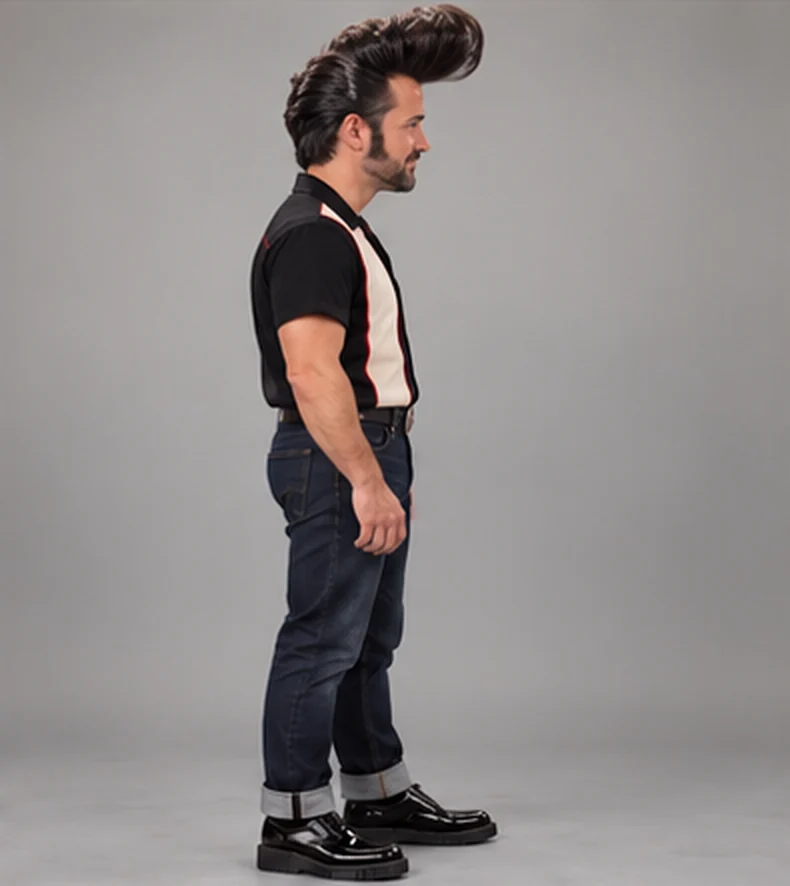 Bennie Bravo, profile view, full length